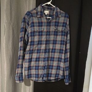 Sonoma Men's Navy and Gray Plaid Button Down Shirt